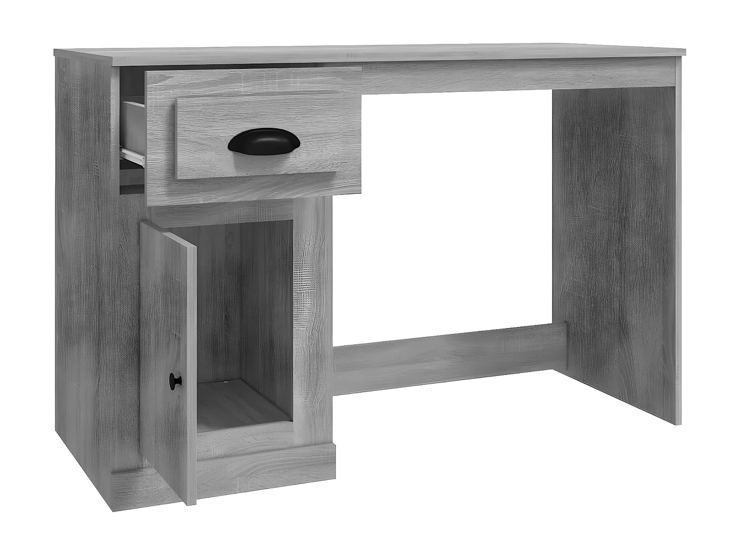 Escritorio y cajón madera contrachapada gris Sonoma 115x50x75cm