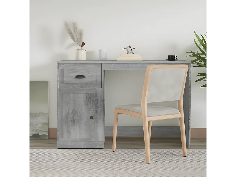 Bureau avec tiroir sonoma gris 115x50x75 cm bois d'ingénierie