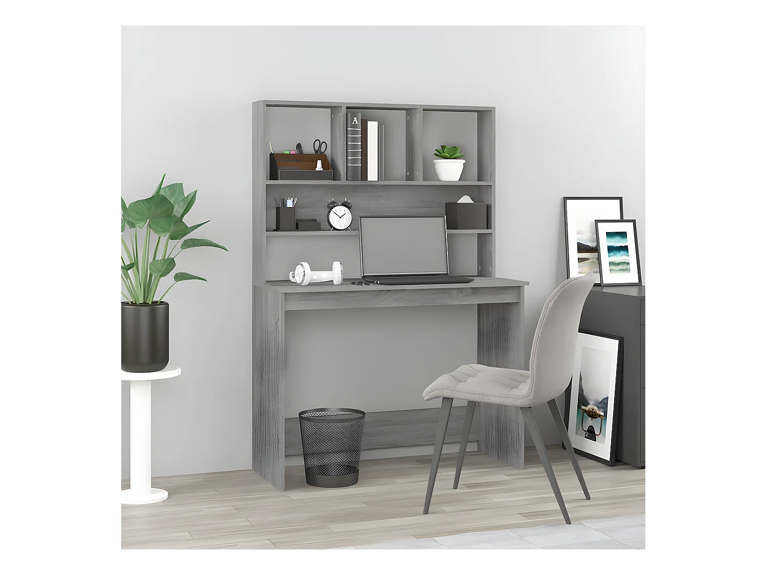 Bureau avec étagères Sonoma gris 102x45x148cm Bois d'ingénierie