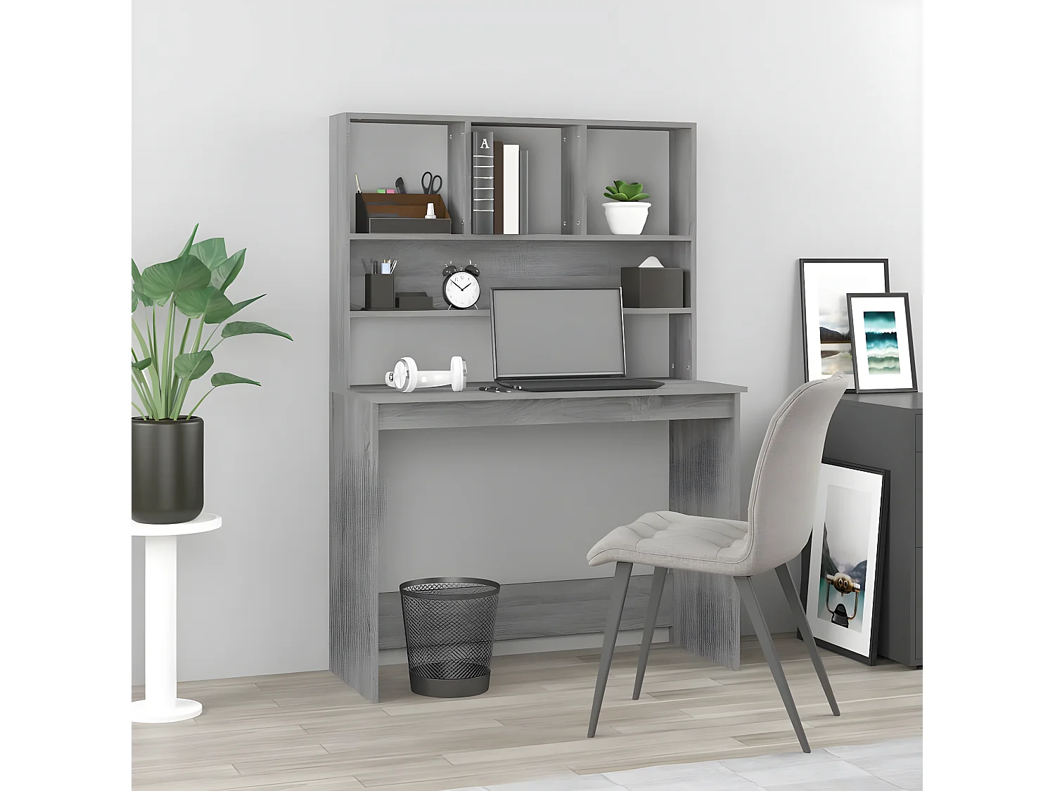 Bureau avec étagères Sonoma gris 102x45x148cm Bois d'ingénierie