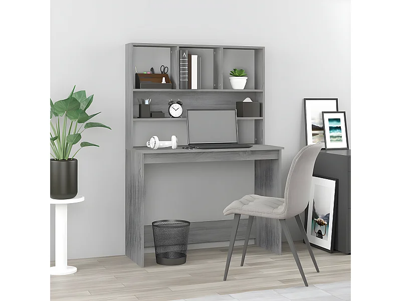 Bureau avec étagères Sonoma gris 102x45x148cm Bois d'ingénierie