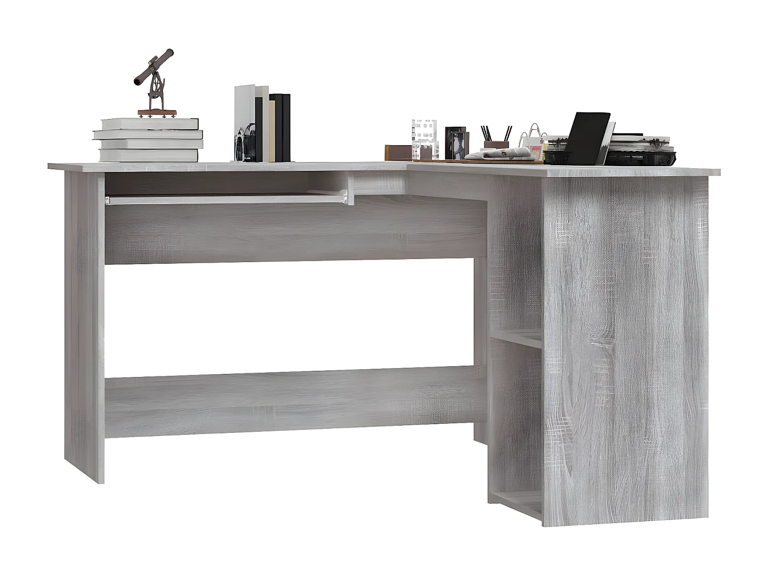 Bureau d'angle sonoma gris 120x140x75 cm bois d'ingénierie