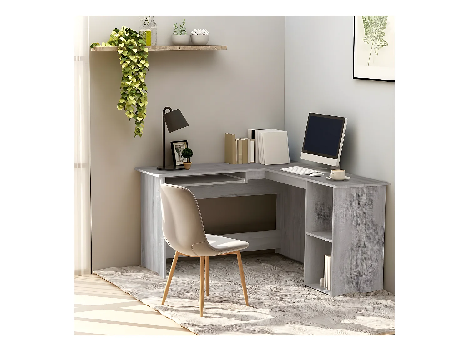 Bureau d'angle sonoma gris 120x140x75 cm bois d'ingénierie