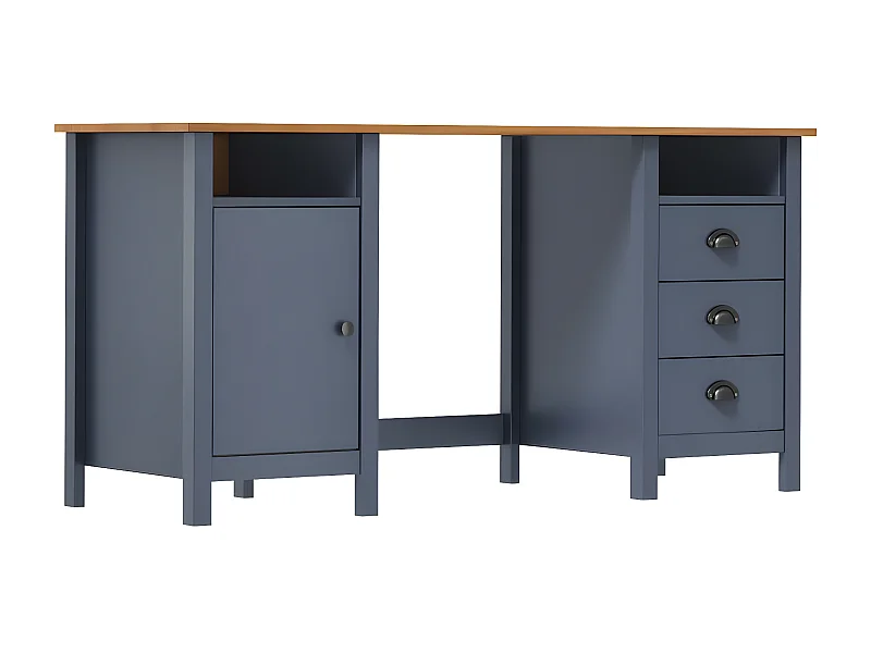 Bureau Hill Gris 150x50x74 cm Bois de pin solide