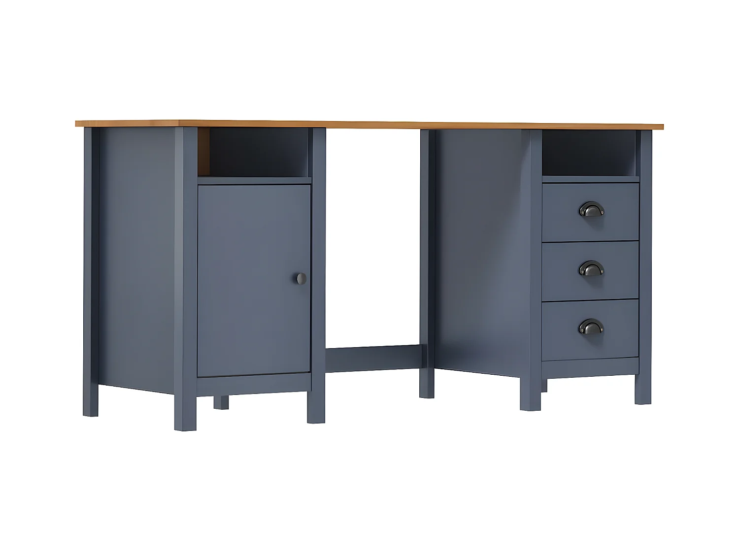 Bureau Hill Gris 150x50x74 cm Bois de pin solide