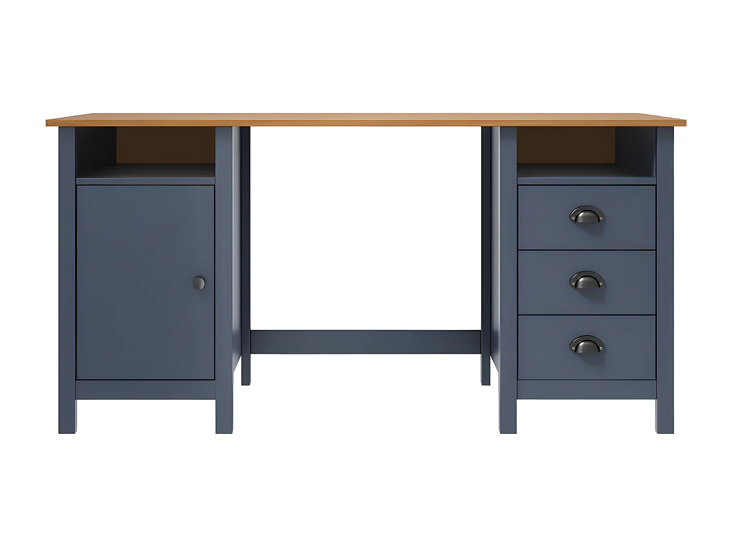 Bureau Hill Gris 150x50x74 cm Bois de pin solide