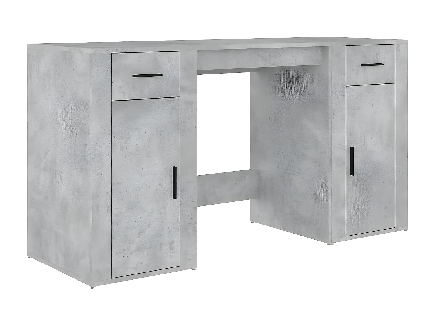 Bureau avec armoire gris béton bois d'ingénierie