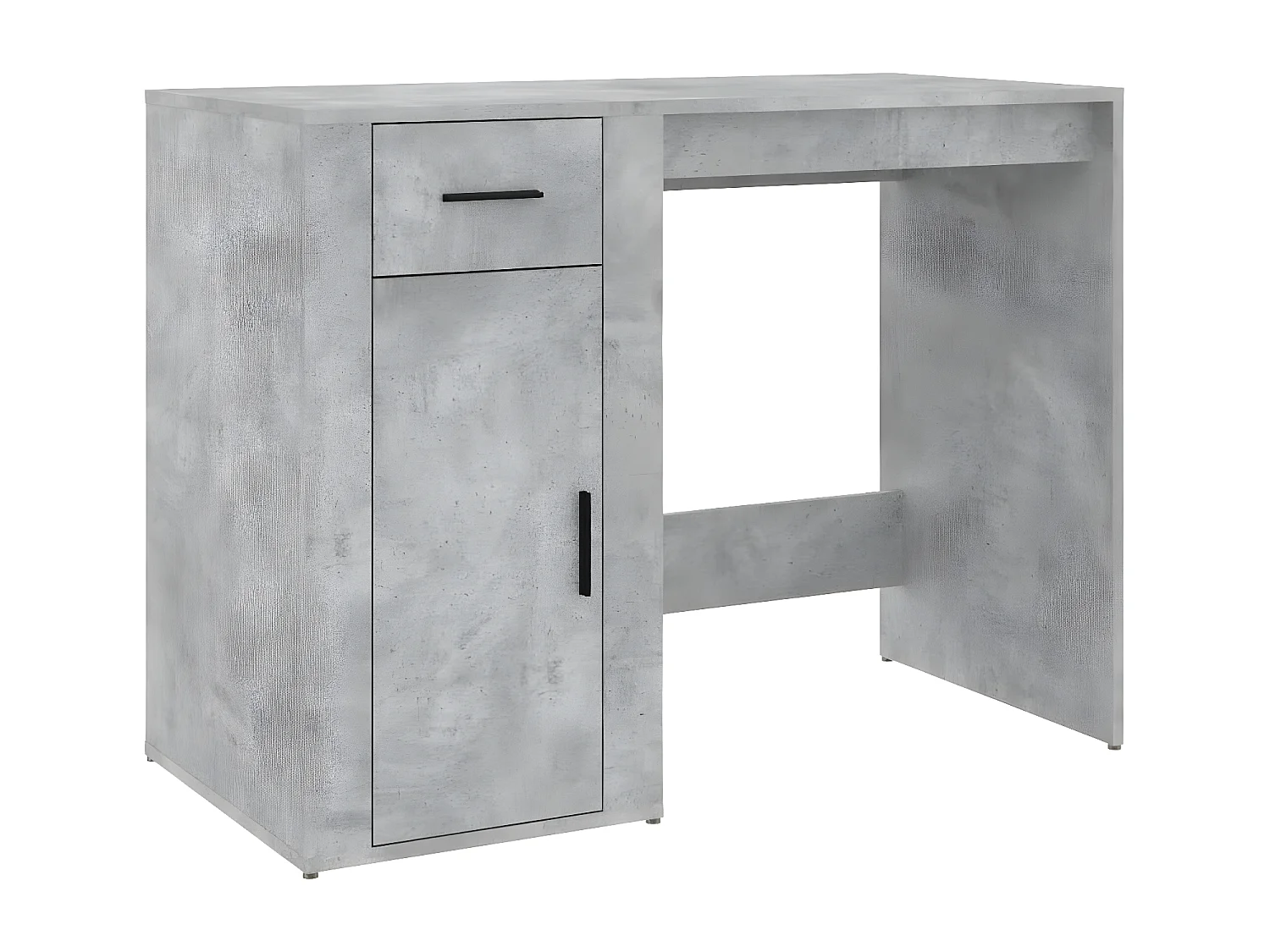 Bureau avec armoire gris béton bois d'ingénierie