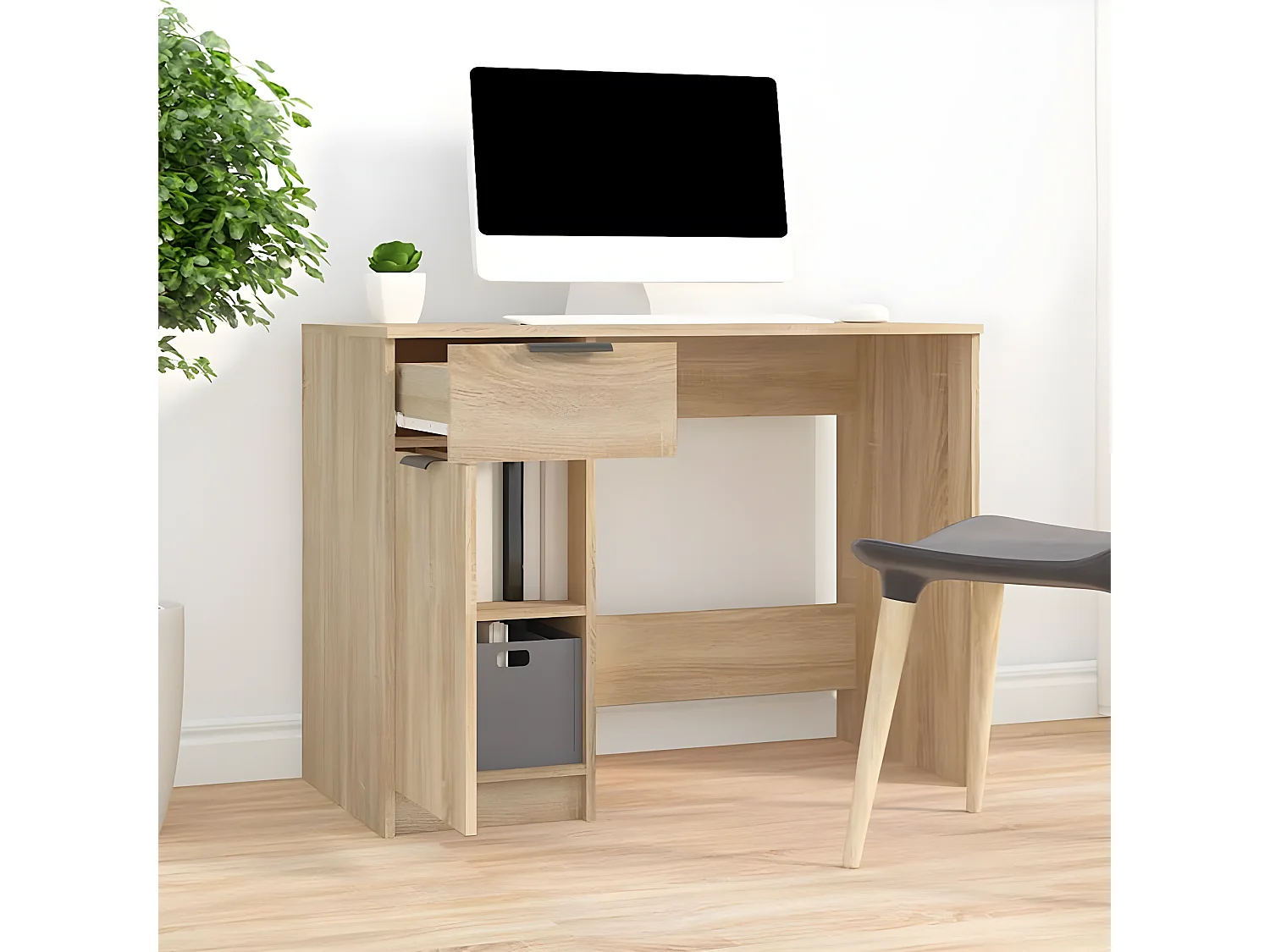Bureau 100x50x75 cm bewerkt hout sonoma eikenkleurig