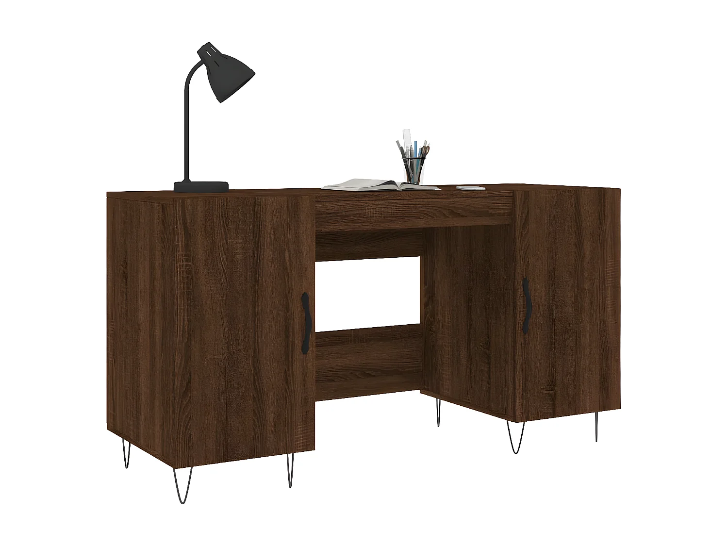 Secretária 140x50x75 cm derivados de madeira carvalho castanho