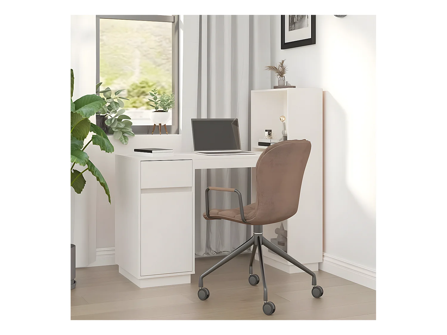 Bureau Blanc 110x53x117 cm Bois massif de pin
