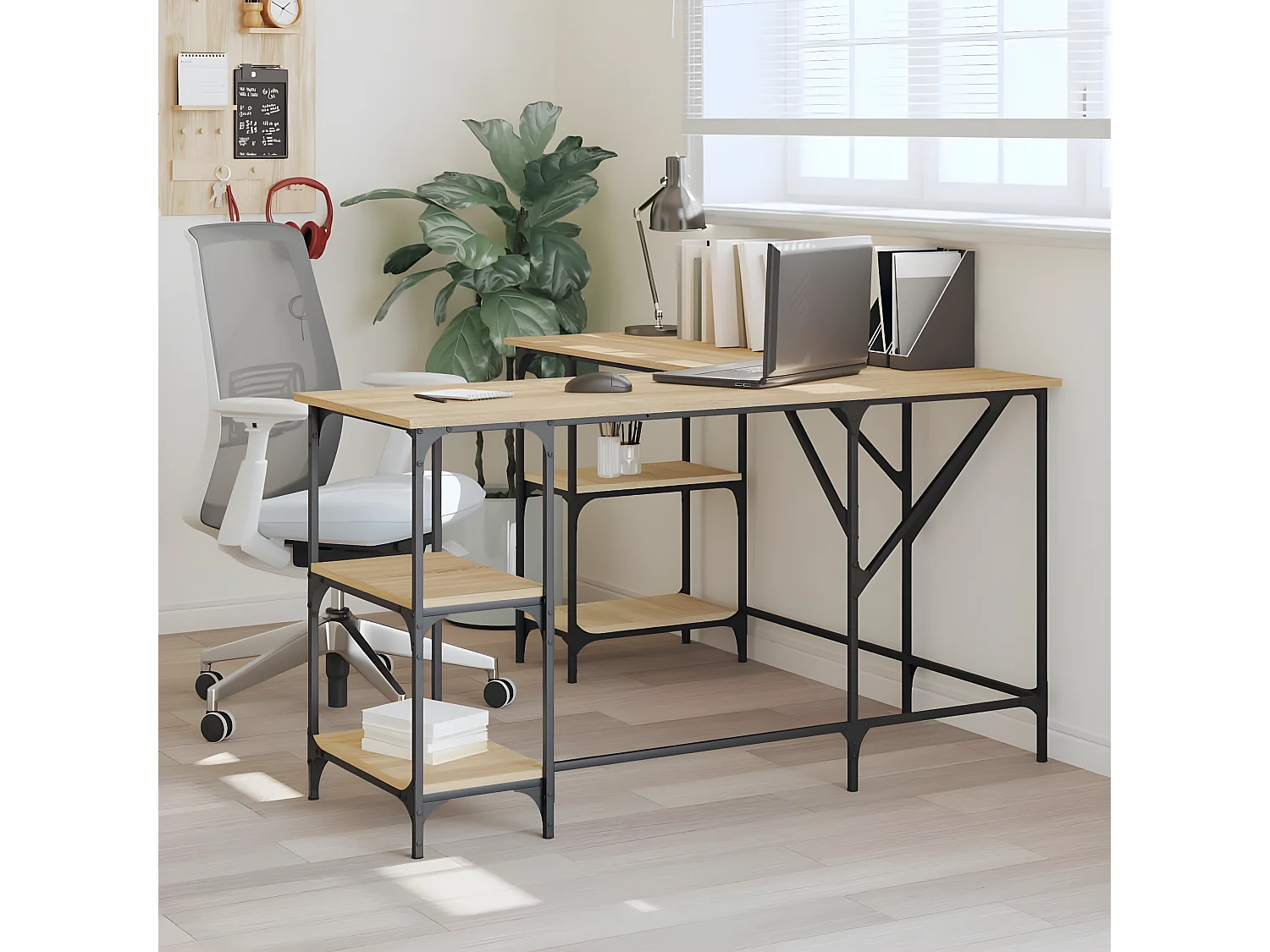 Bureau chêne sonoma 139x139x75 cm bois d'ingénierie