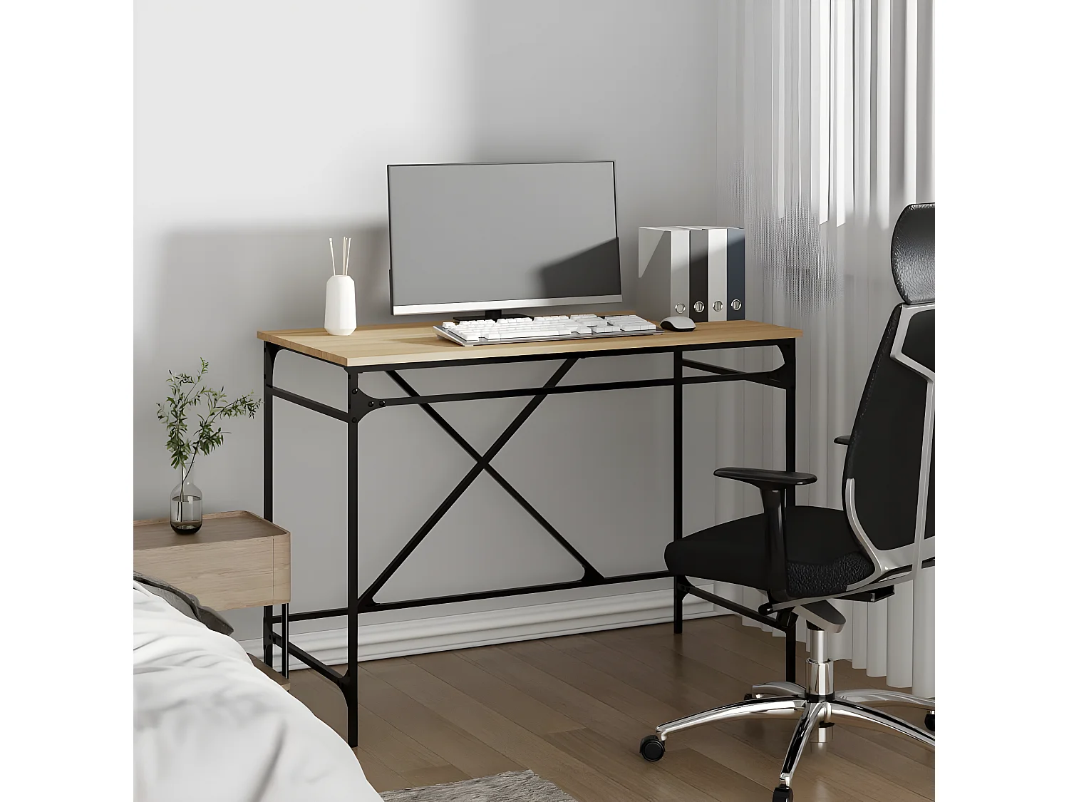 Bureau chêne sonoma 100x50x75 cm bois d'ingénierie et fer