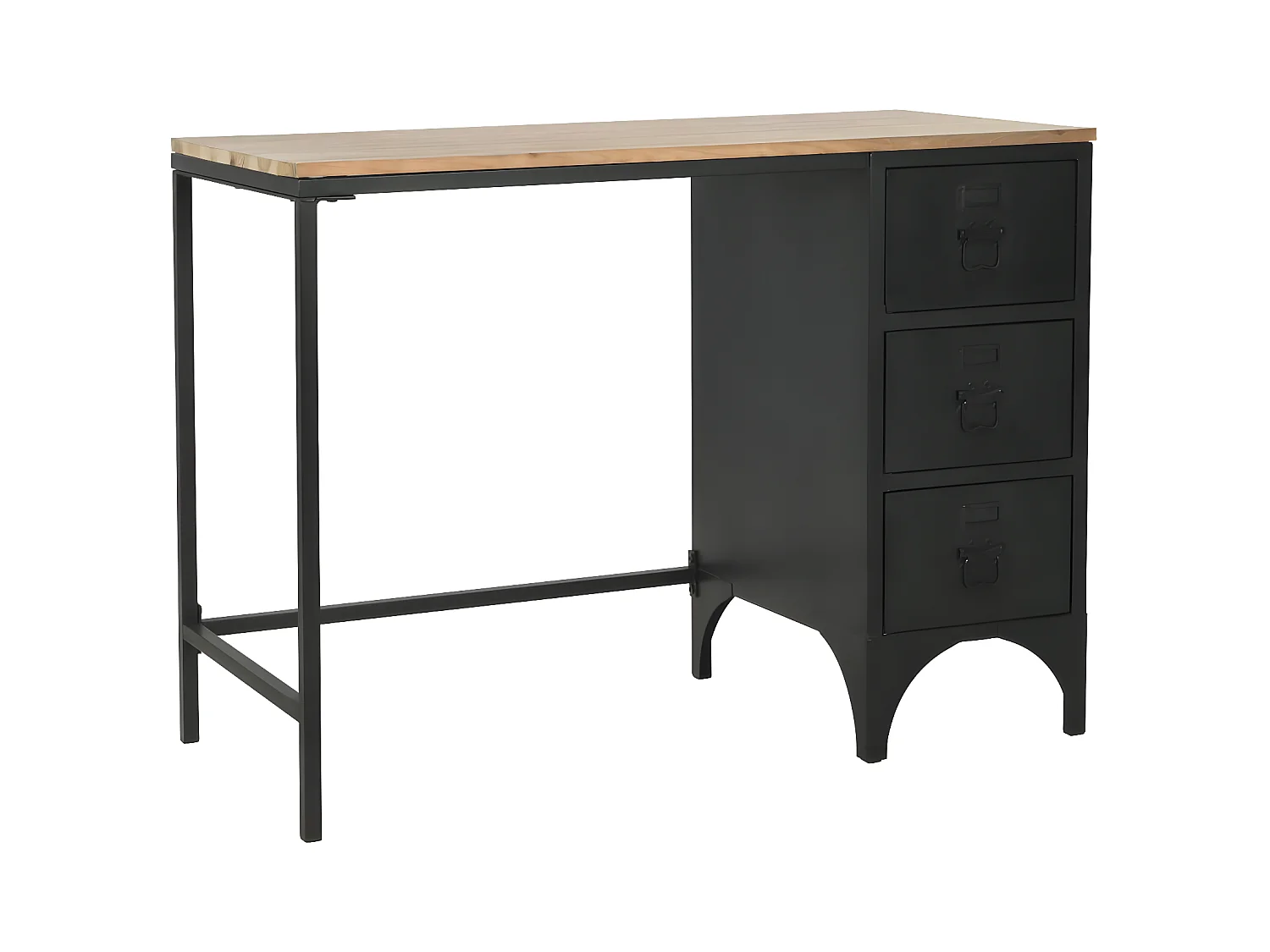Bureau à piédestal unique Bois de sapin et acier 100x50x76 cm