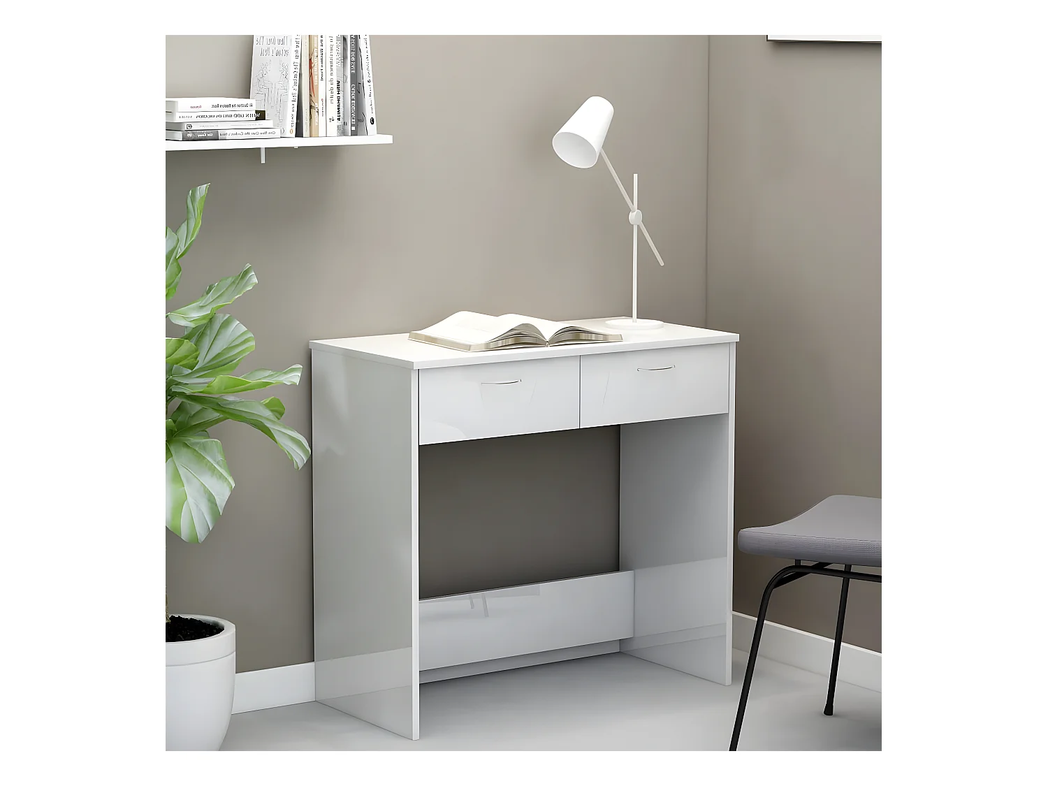 Bureau Blanc brillant 80x40x75 cm Aggloméré