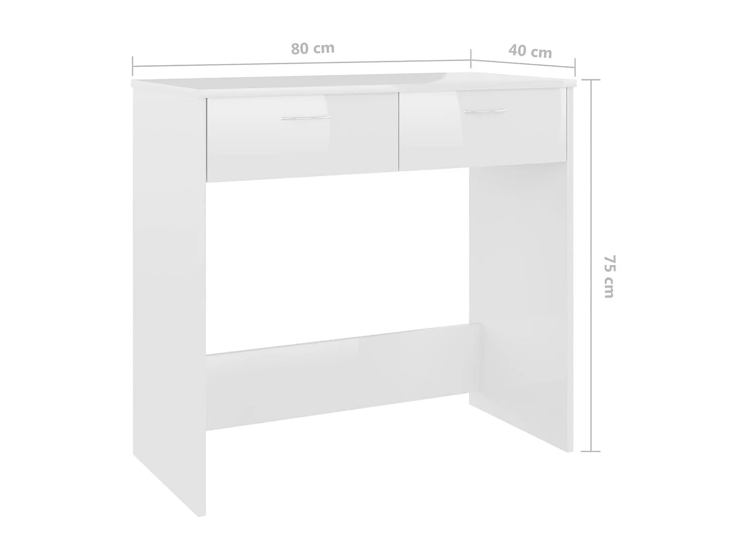 Secretária 80x40x75 cm contraplacado branco brilhante