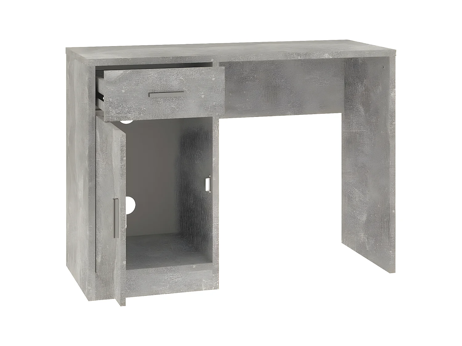 Bureau avec tiroir et armoire Gris béton 100x40x73 cm