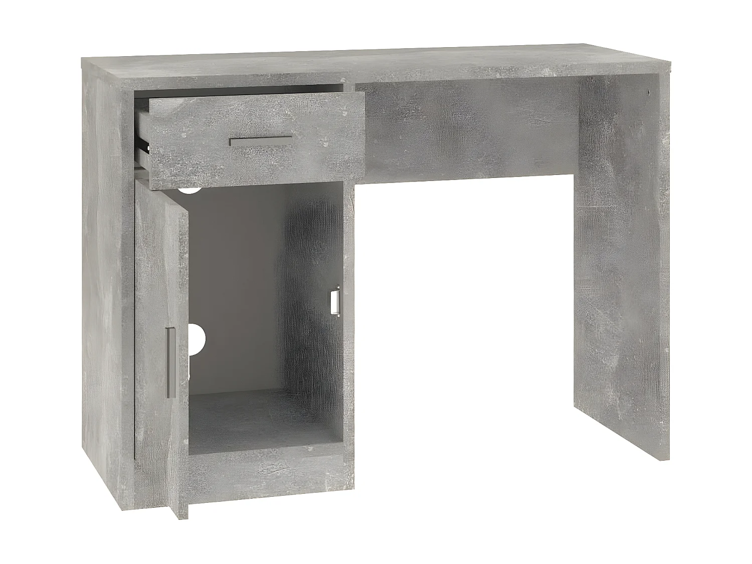 Bureau avec tiroir et armoire Gris béton 100x40x73 cm