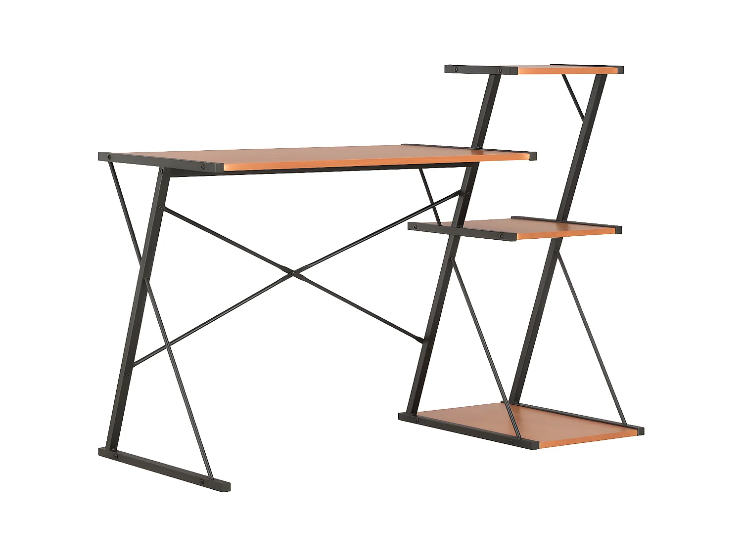 Bureau avec étagère Noir et marron 116x50x93 cm