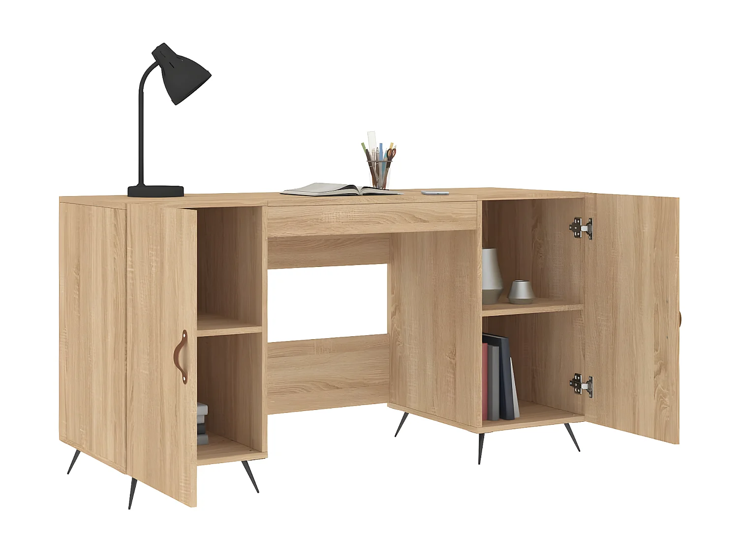 Bureau chêne sonoma 140x50x75 cm bois d'ingénierie