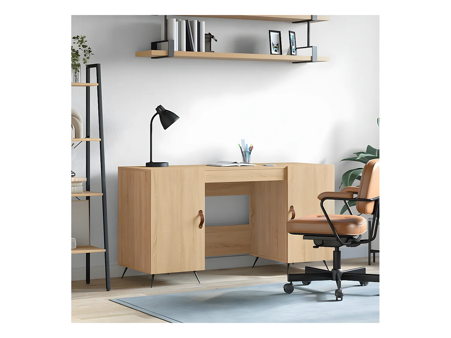 Bureau 140x50x75 cm bewerkt hout sonoma eikenkleurig