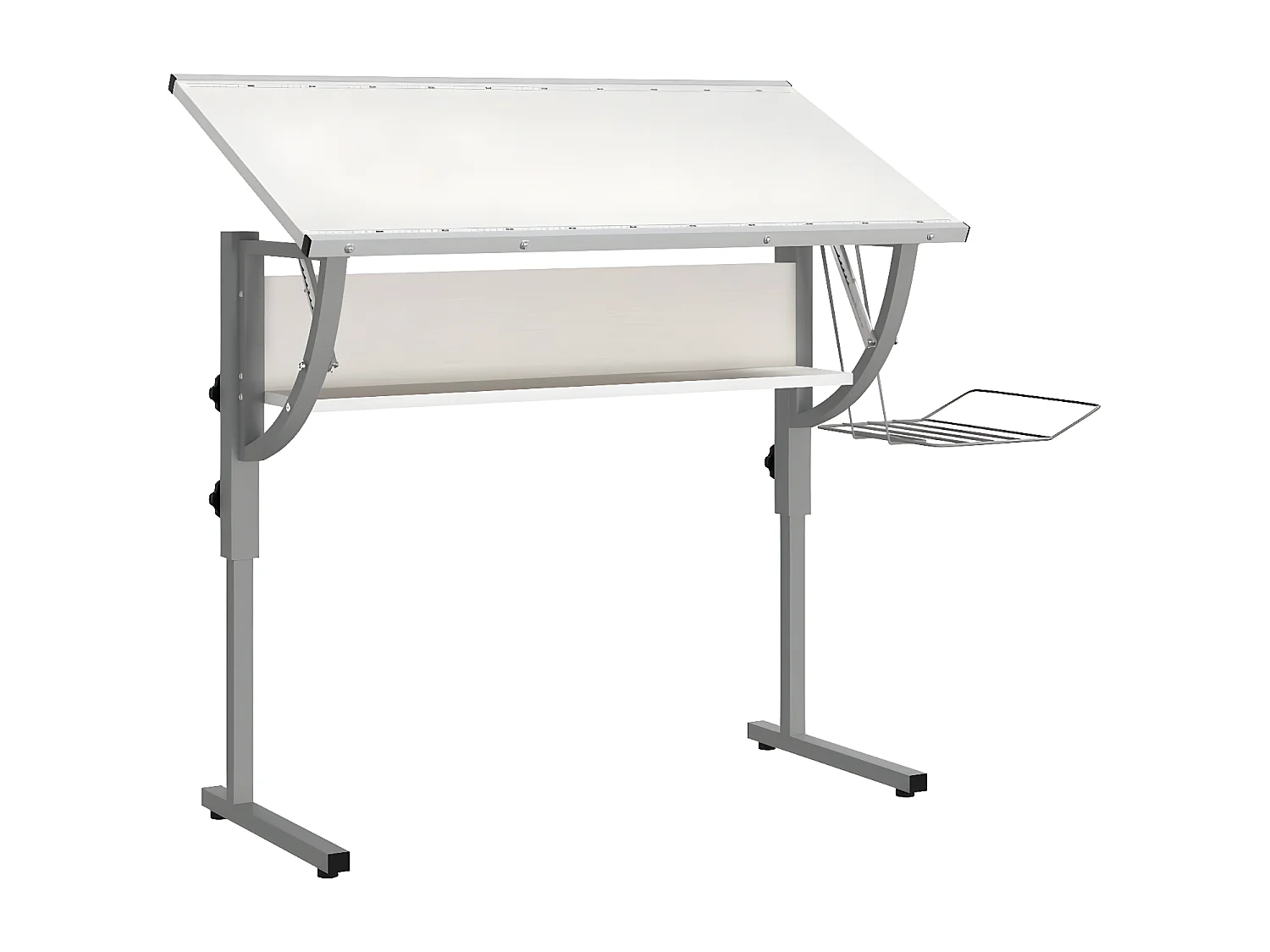 Bureau d'artisanat blanc et gris 110x53x(58-87) cm