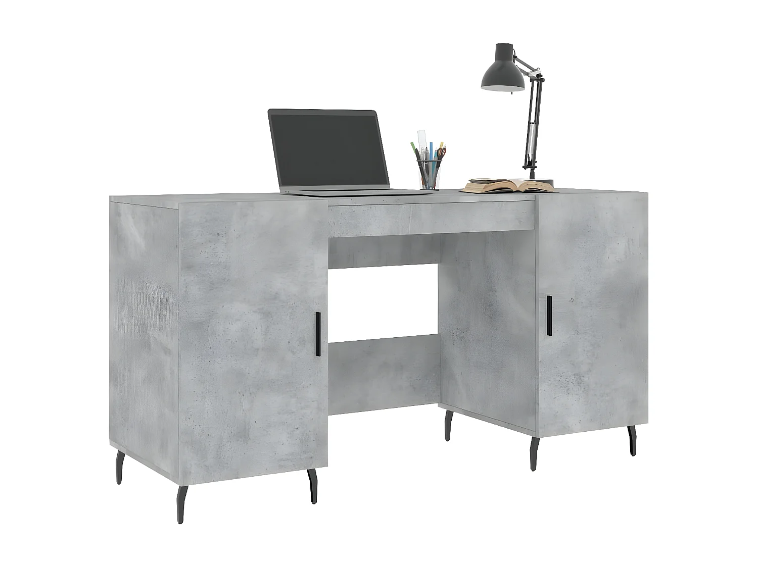 Bureau gris béton 140x50x75 cm bois d'ingénierie
