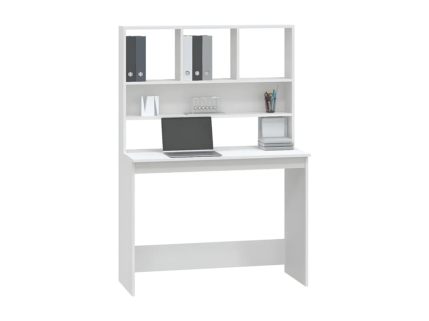 Bureau avec étagères Blanc 102x45x148 cm Bois d'ingénierie