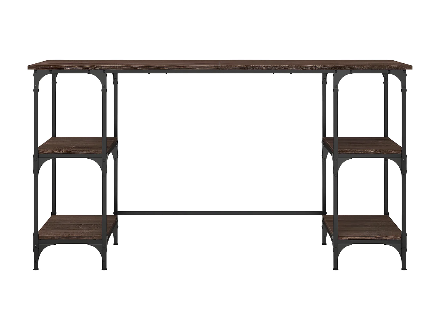 Bureau chêne marron 140x50x75 cm métal et bois d'ingénierie