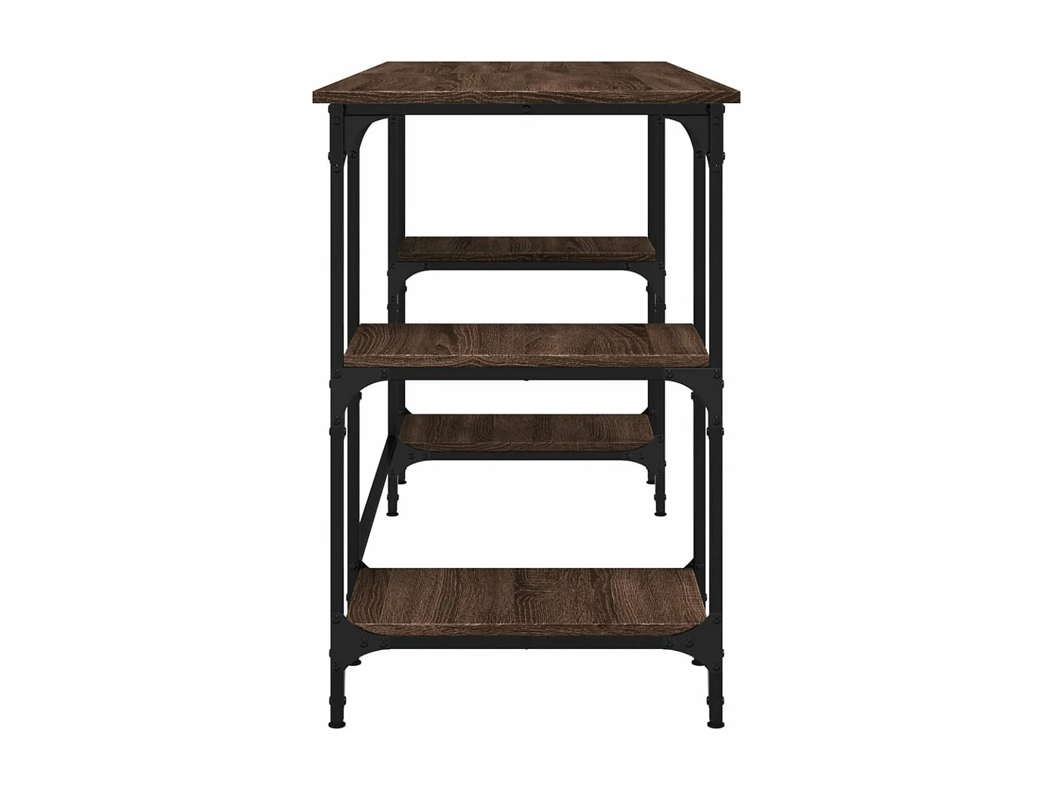 Bureau chêne marron 140x50x75 cm métal et bois d'ingénierie