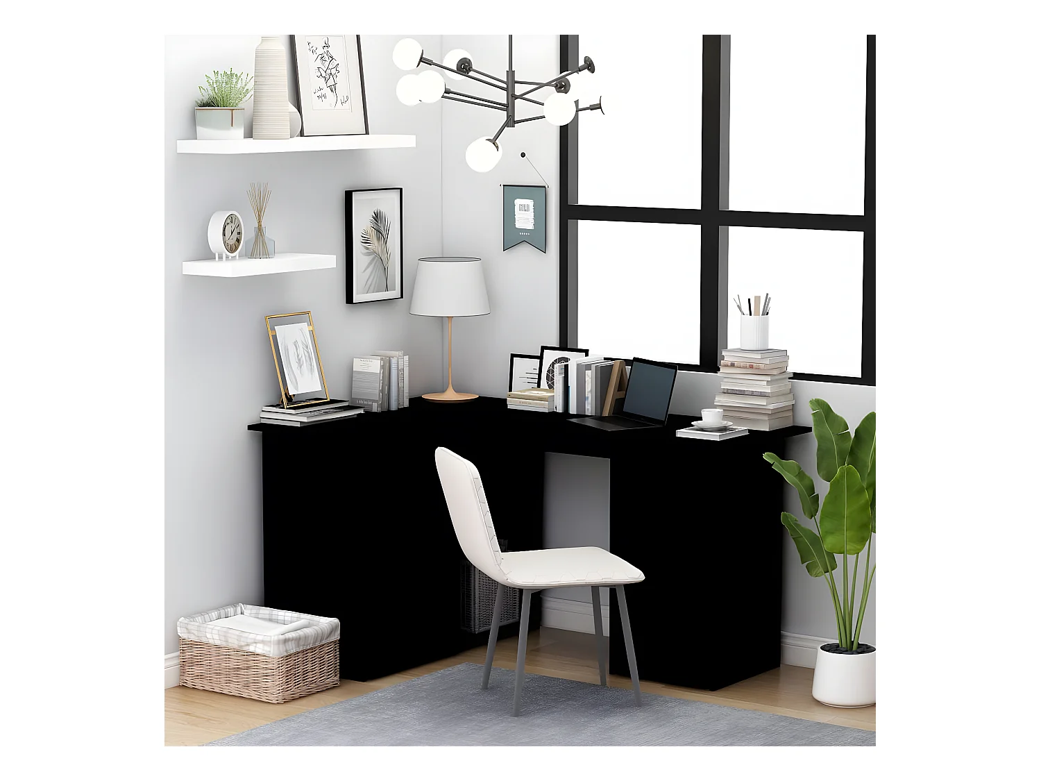 Bureau d'angle Noir 145x100x76 cm Aggloméré