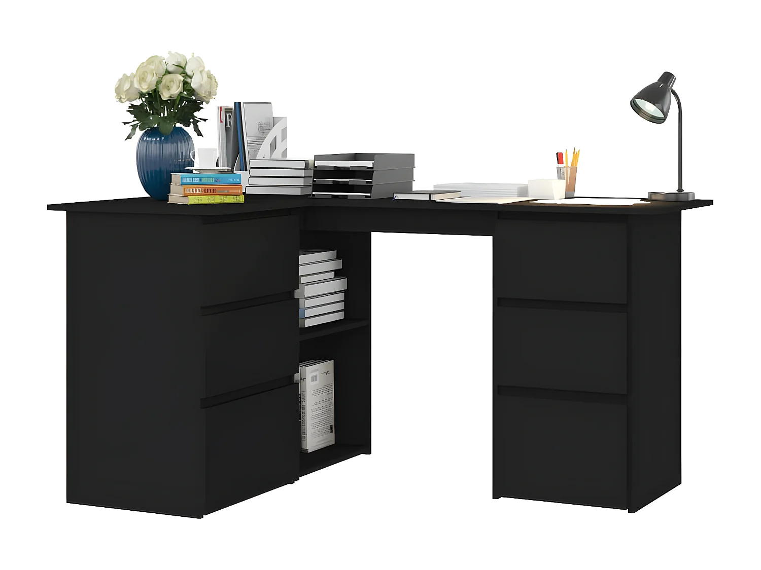 Bureau d'angle Noir 145x100x76 cm Aggloméré