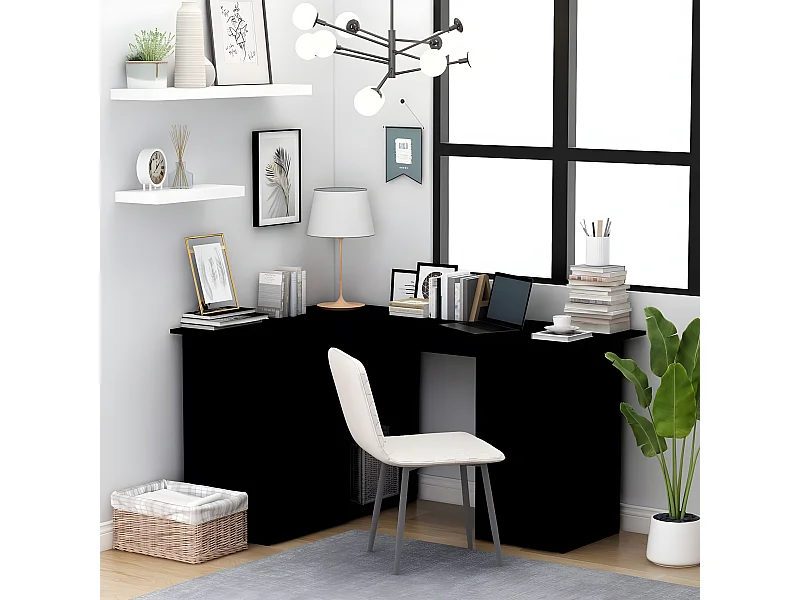 Hoekbureau 145x100x76 cm bewerkt hout zwart