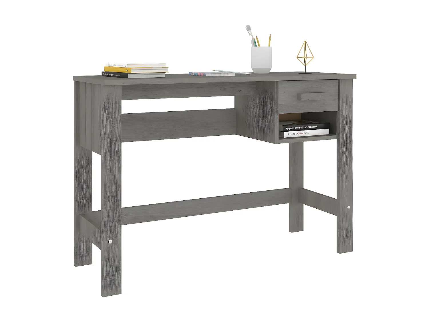 Bureau HAMAR Gris clair 110x40x75 cm Bois massif de pin