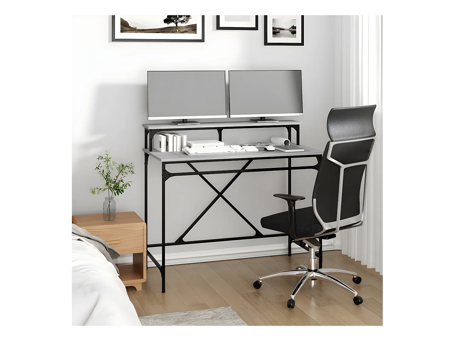 Bureau sonoma gris 100x50x90 cm bois d'ingénierie et fer