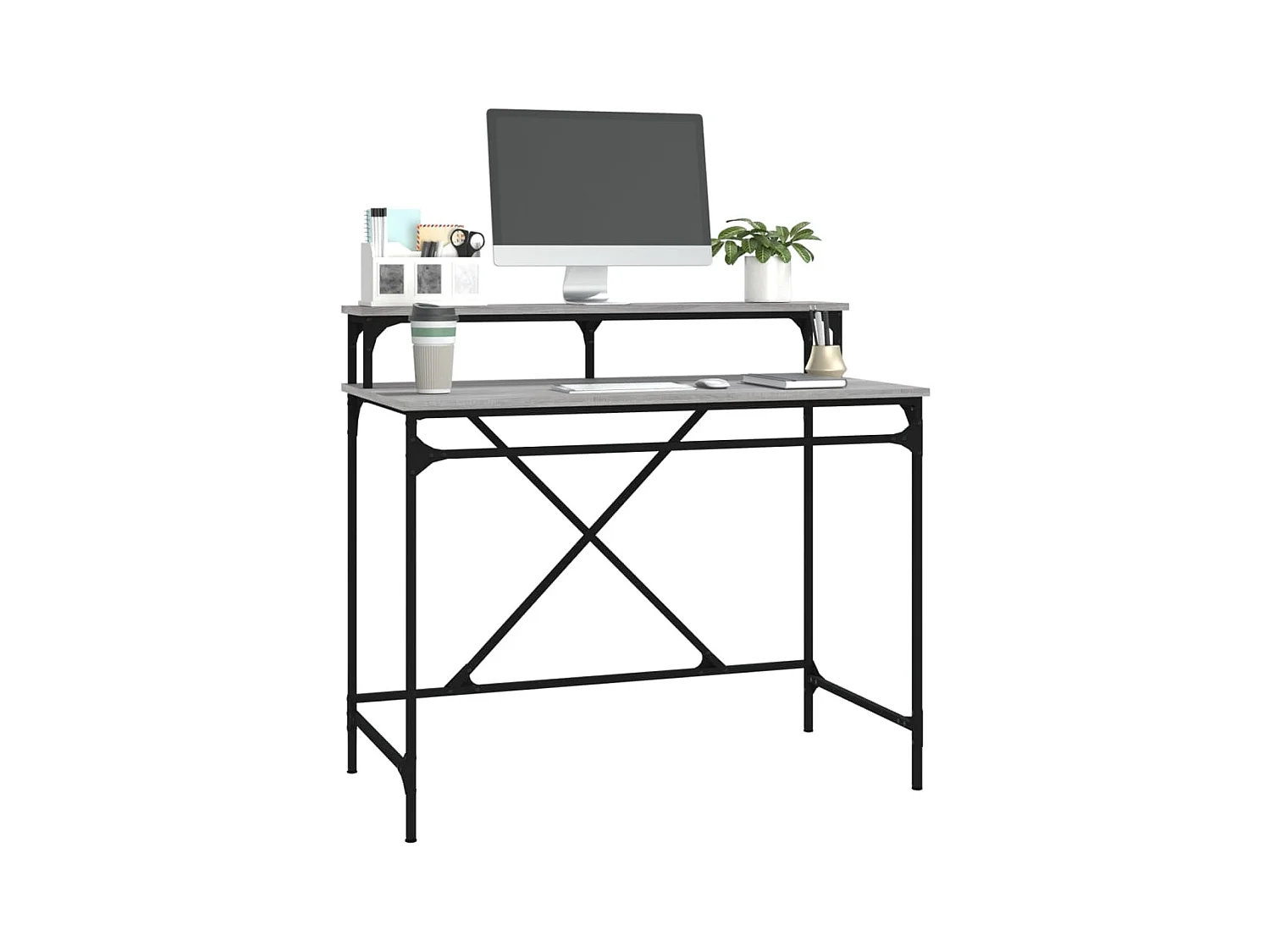 Bureau sonoma gris 100x50x90 cm bois d'ingénierie et fer