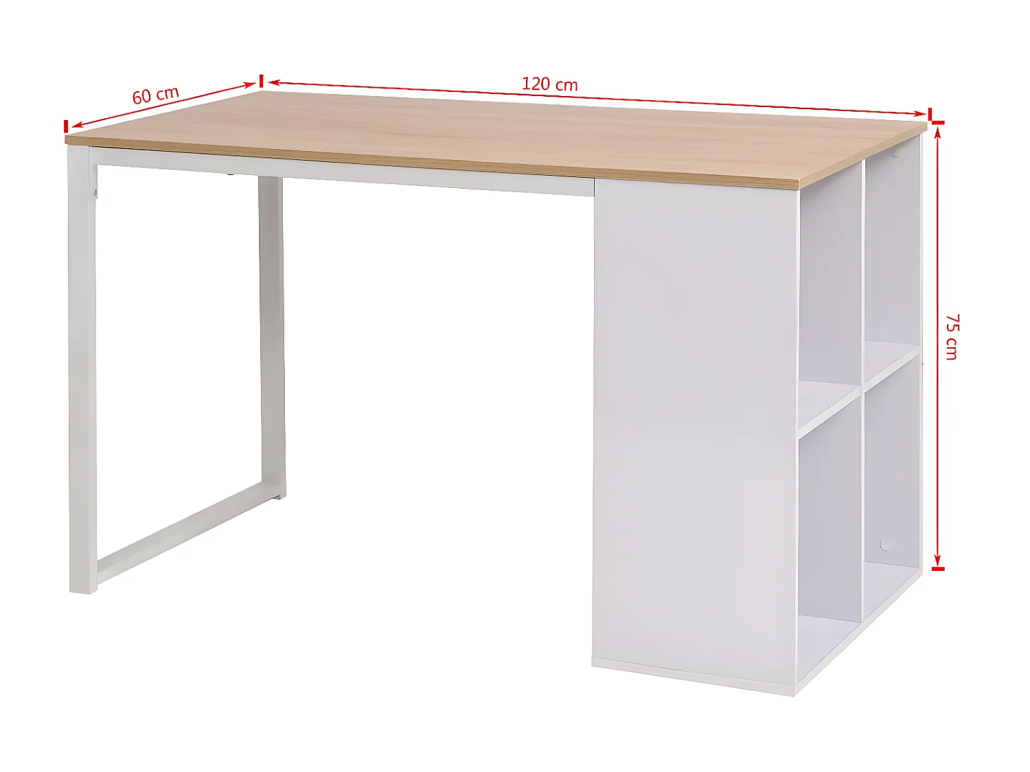 Bureau 120 x 60 x 75 cm Chêne et blanc