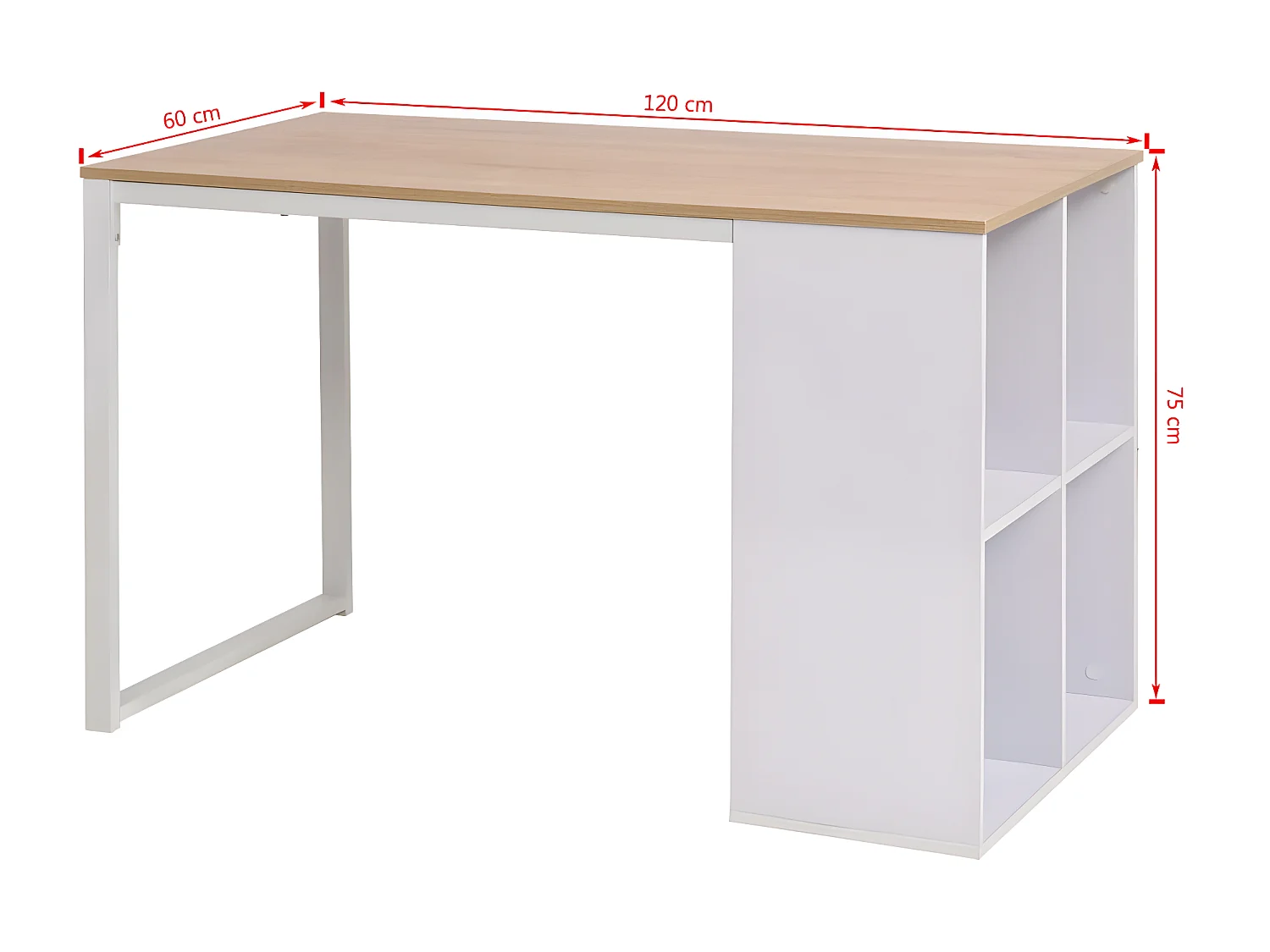 Bureau 120 x 60 x 75 cm Chêne et blanc