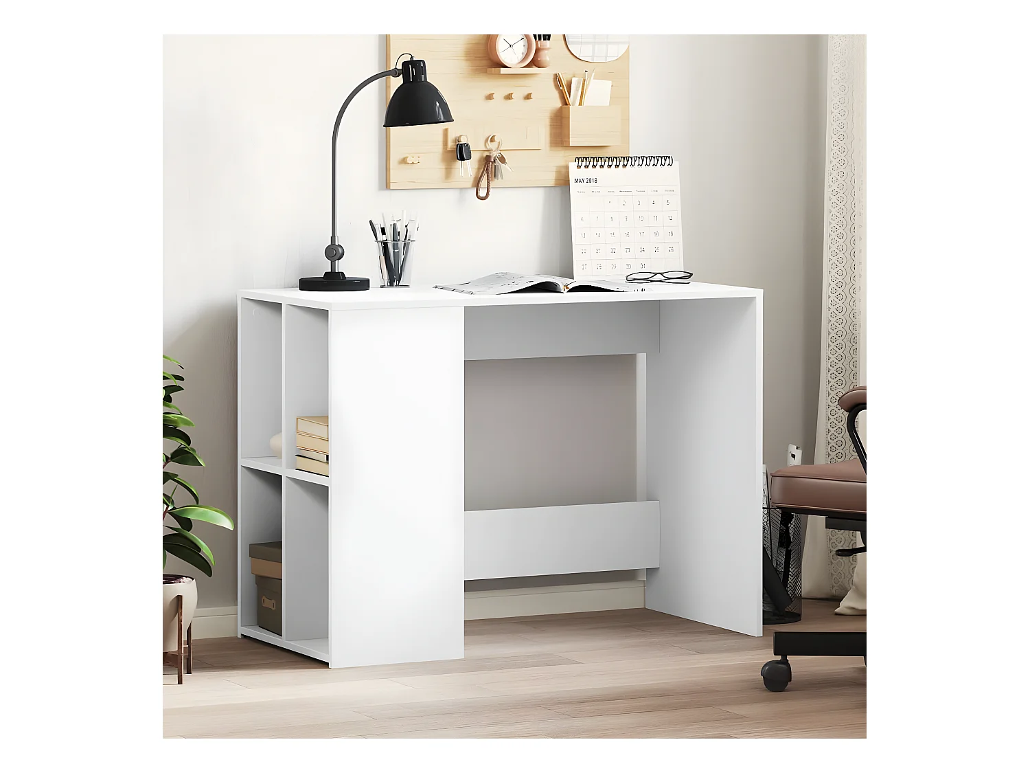 Bureau blanc 102x50x75 cm bois d'ingénierie