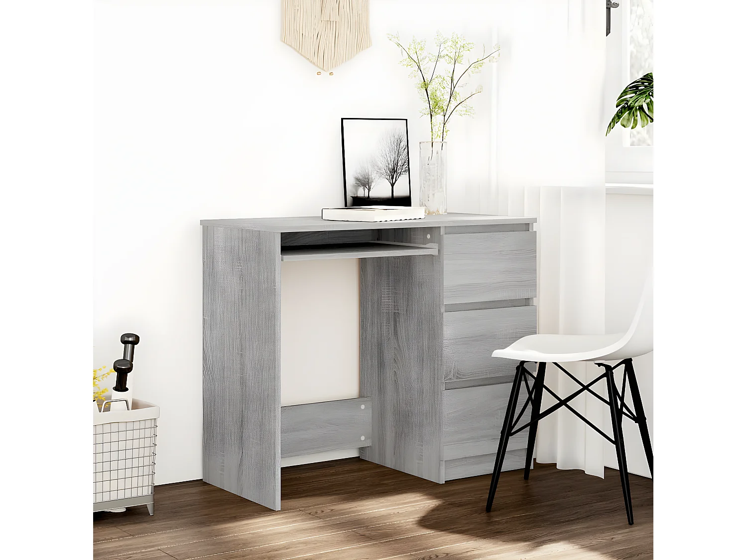 Bureau Sonoma gris 90x45x76 cm Bois d'ingénierie