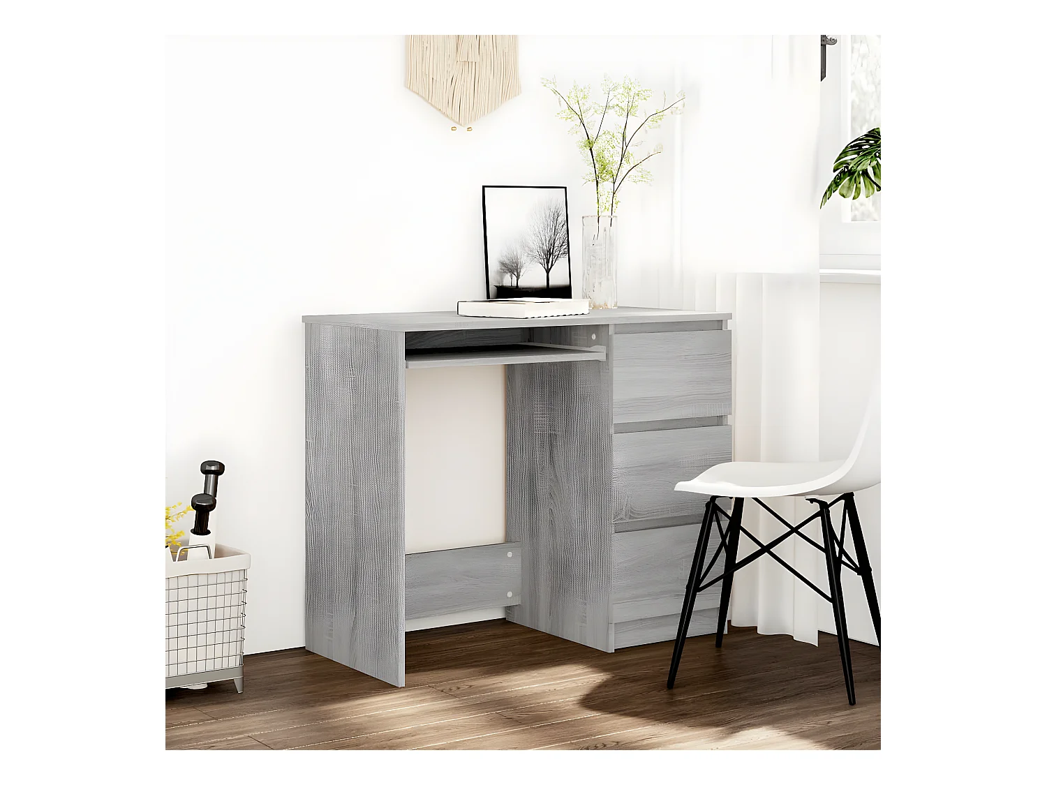 Bureau Sonoma gris 90x45x76 cm Bois d'ingénierie