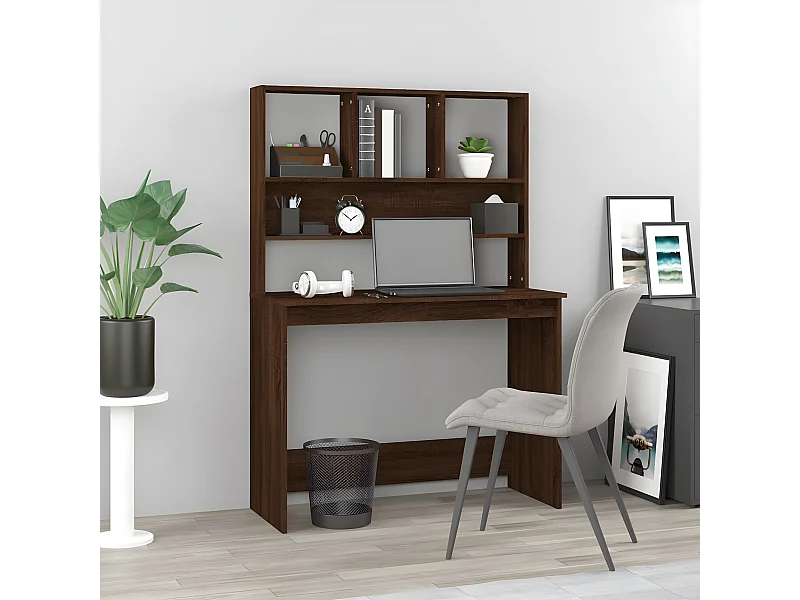 Bureau et étagères Chêne marron 102x45x148 cm Bois d'ingénierie