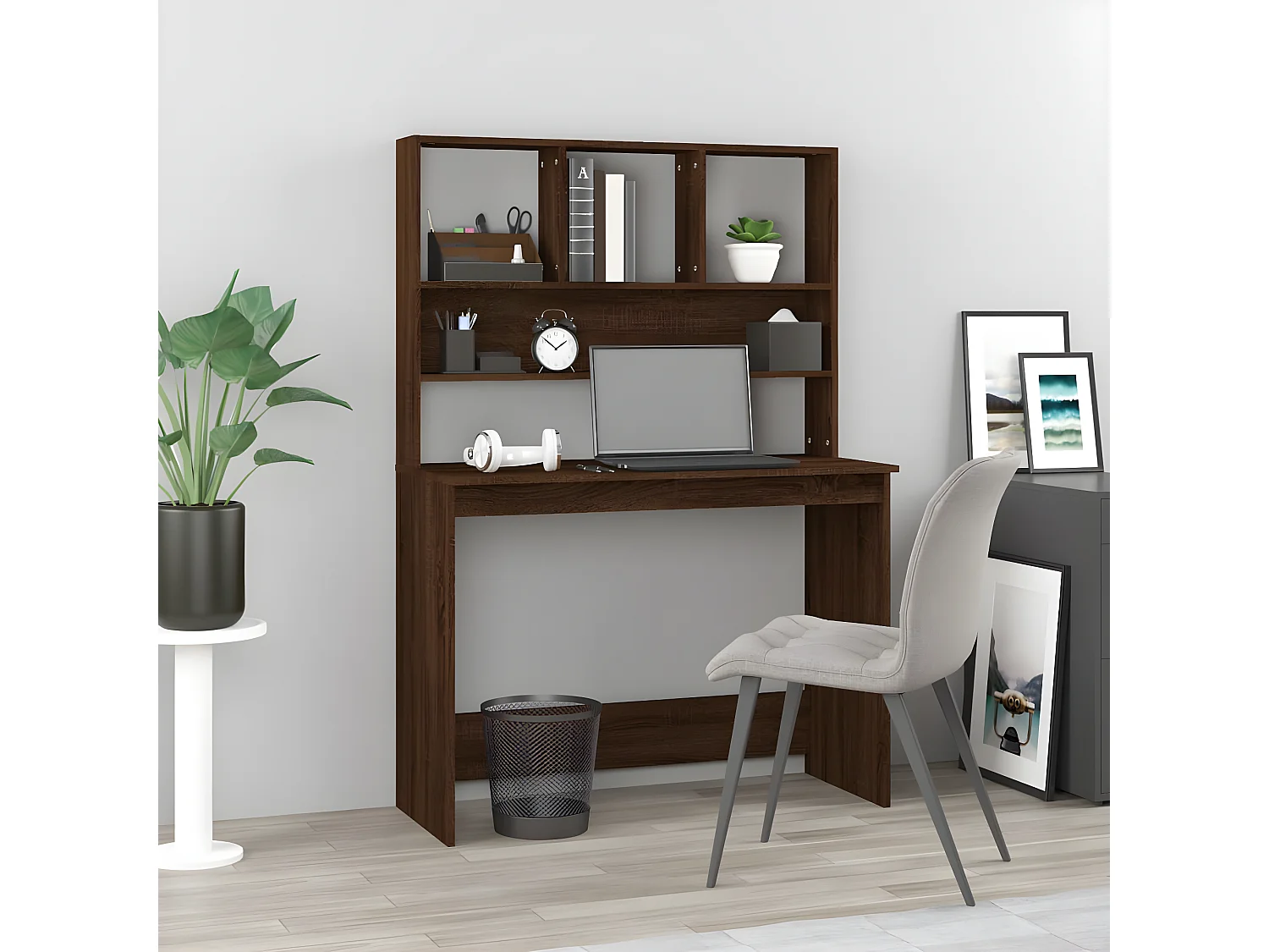 Bureau et étagères Chêne marron 102x45x148 cm Bois d'ingénierie