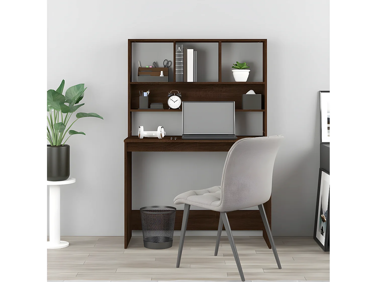 Bureau et étagères Chêne marron 102x45x148 cm Bois d'ingénierie