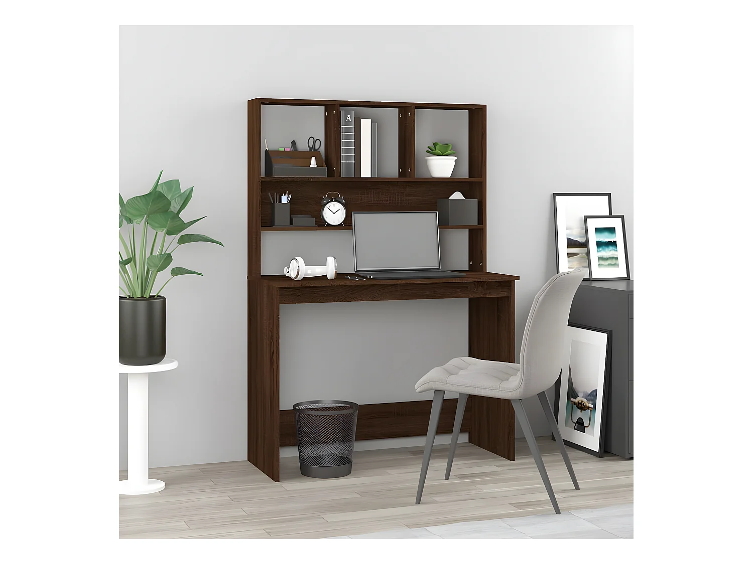 Bureau et étagères Chêne marron 102x45x148 cm Bois d'ingénierie
