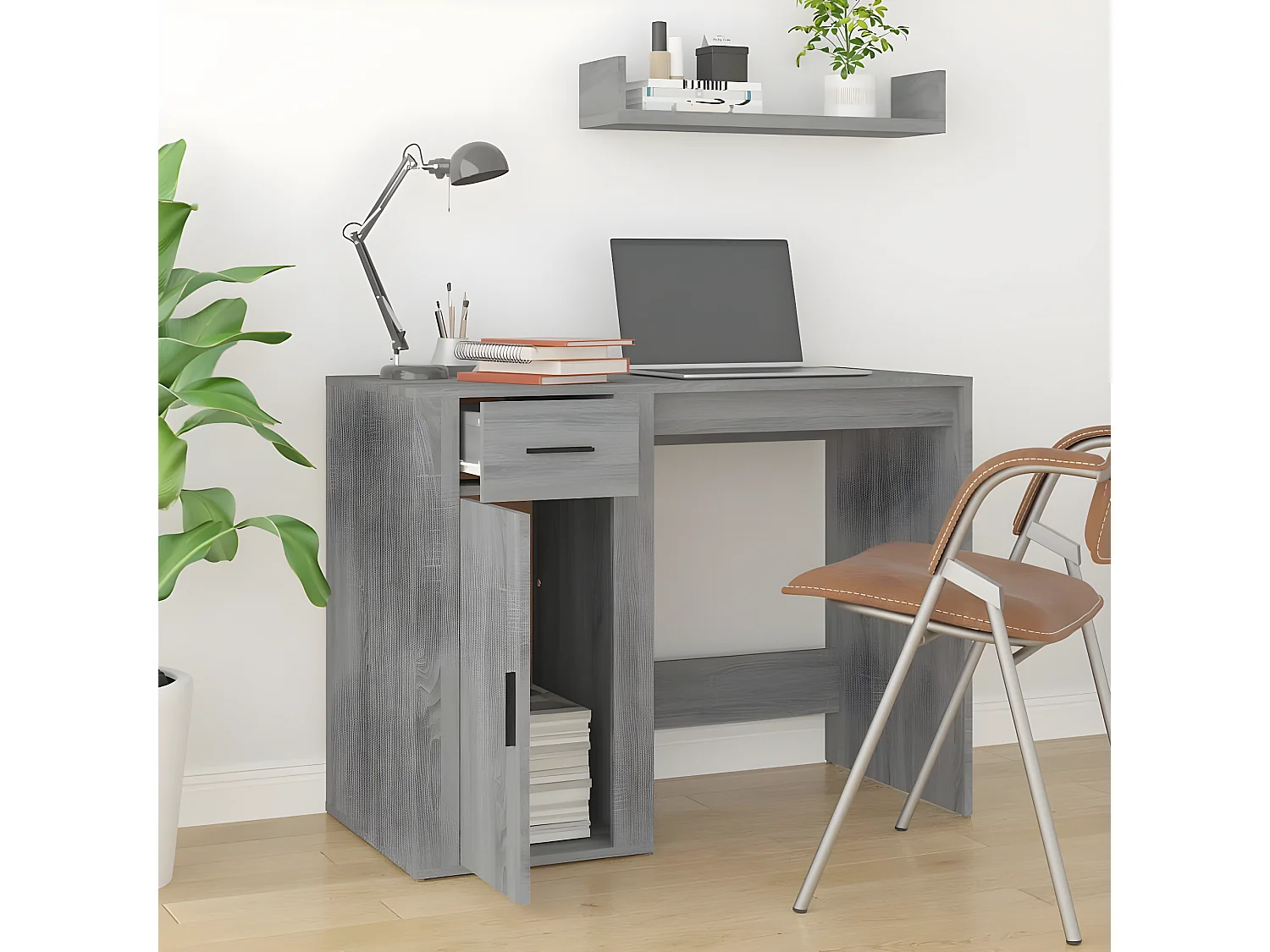 Bureau Sonoma gris 100x49x75 cm Bois d'ingénierie