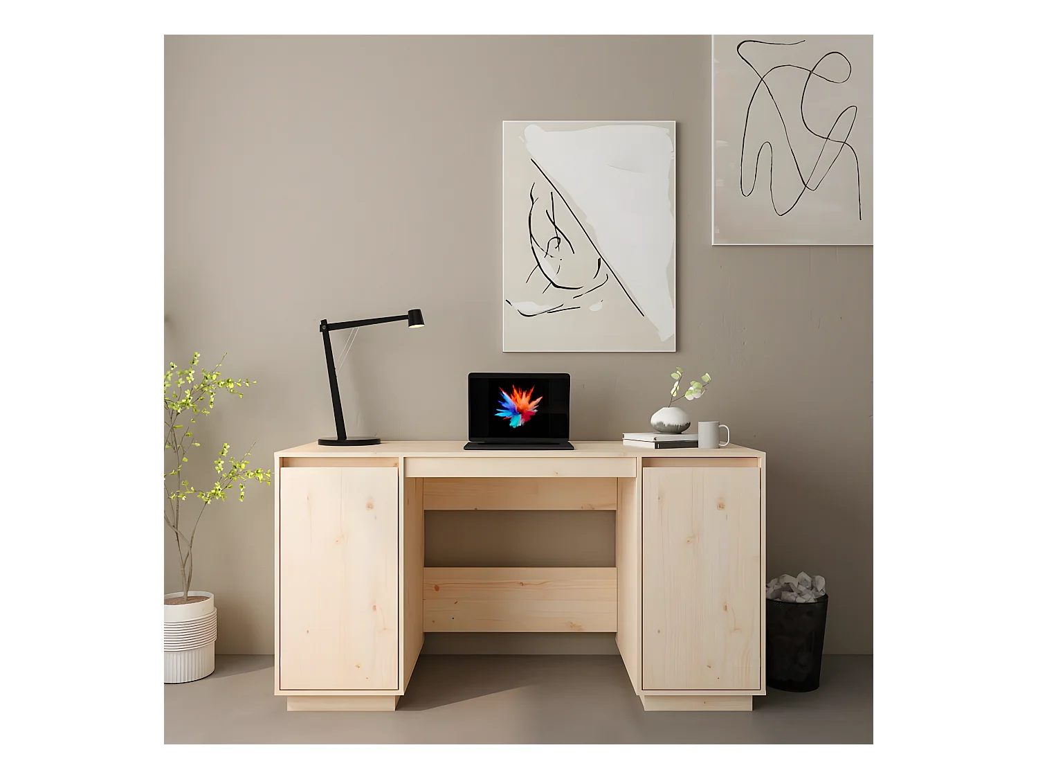 Bureau 140x50x75 cm Bois massif de pin
