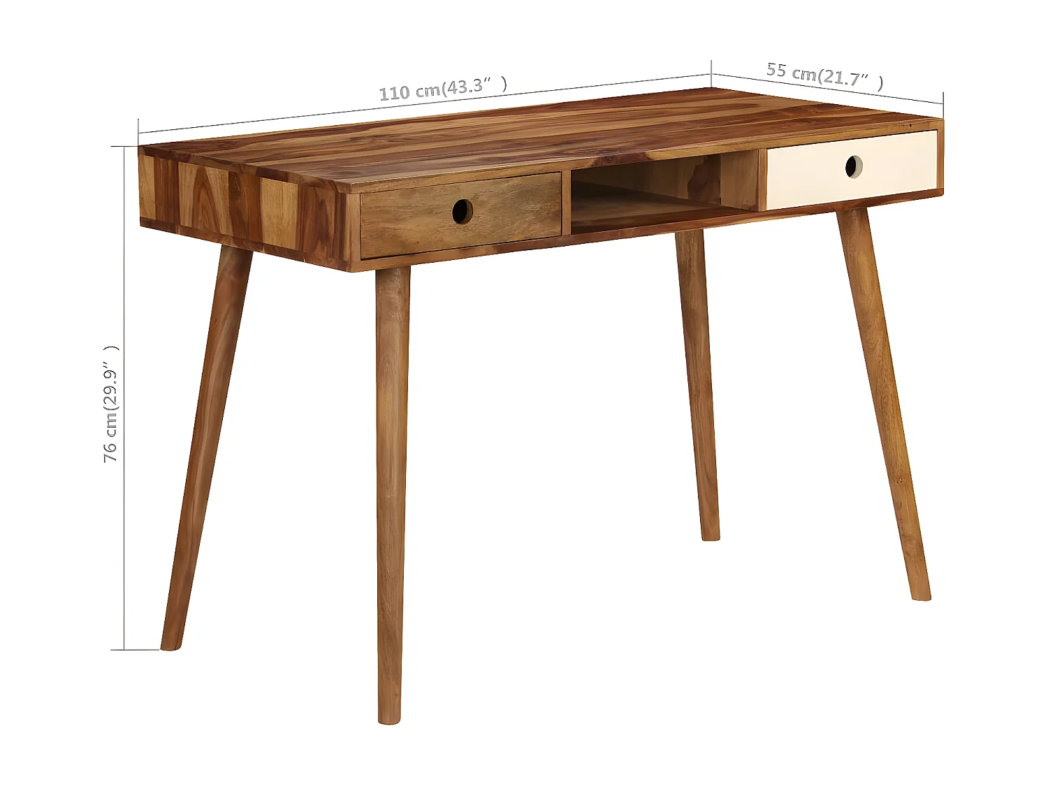 Secretária em madeira de sheesham maciça 110x55x76 cm