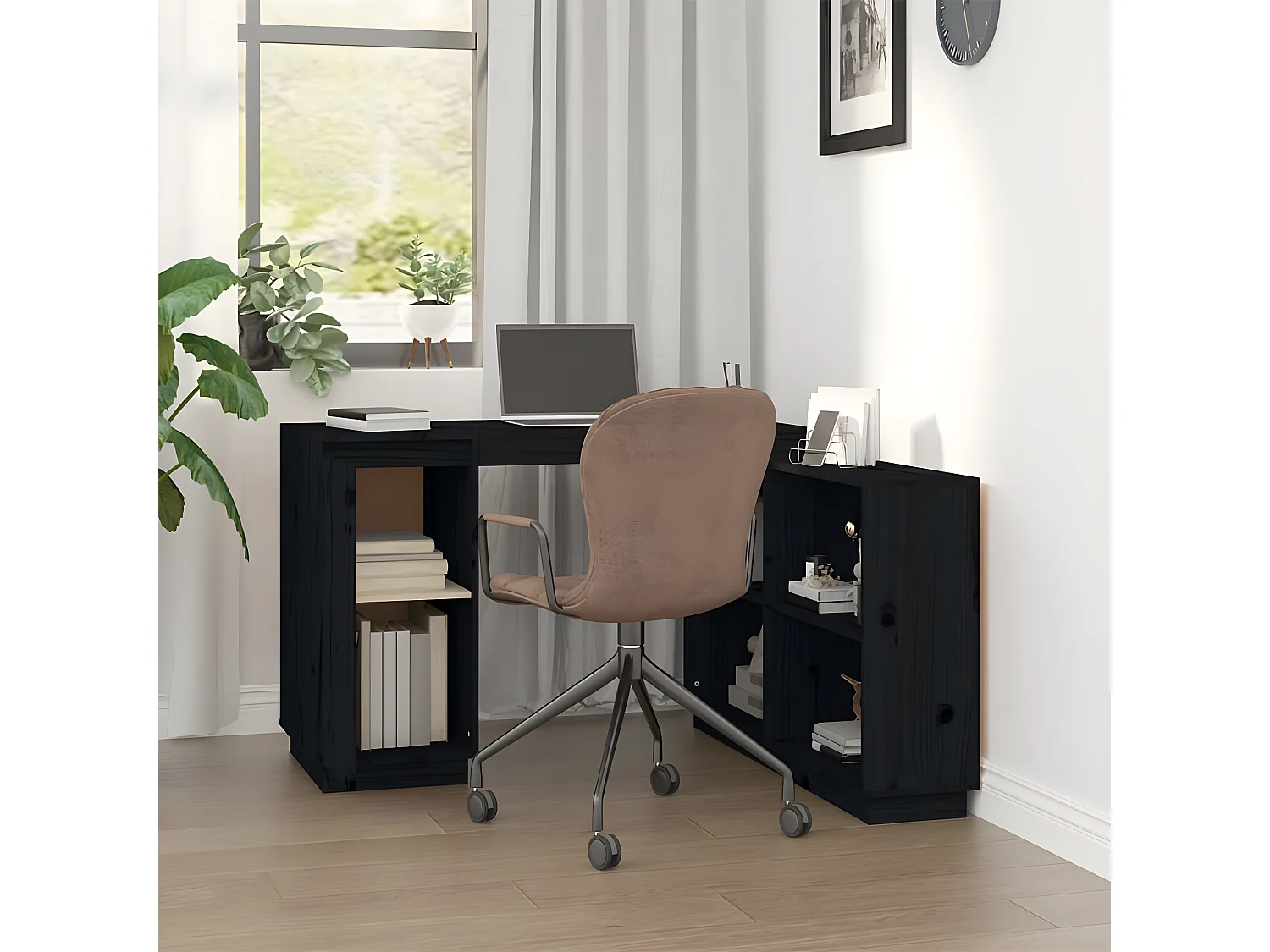 Secretária 110x50x75 cm madeira de pinho maciça preto