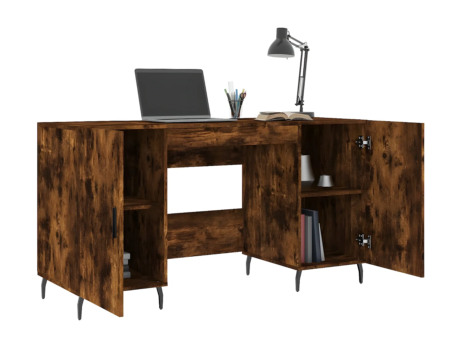 Bureau chêne fumé 140x50x75 cm bois d'ingénierie
